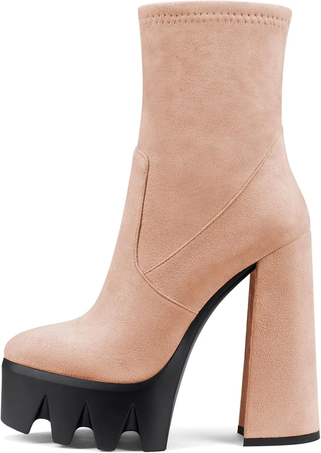 DearOnly Women Chunky Block High Heel Platform Pointed Toe Ankle Boots Short Bootie Zipper Slip-on Classic Wedding Party 5.5 Inches Heels Boots