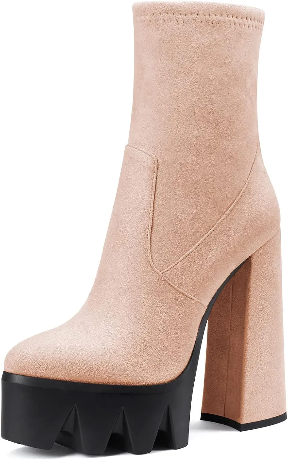 DearOnly Women Chunky Block High Heel Platform Pointed Toe Ankle Boots Short Bootie Zipper Slip-on Classic Wedding Party 5.5 Inches Heels Boots