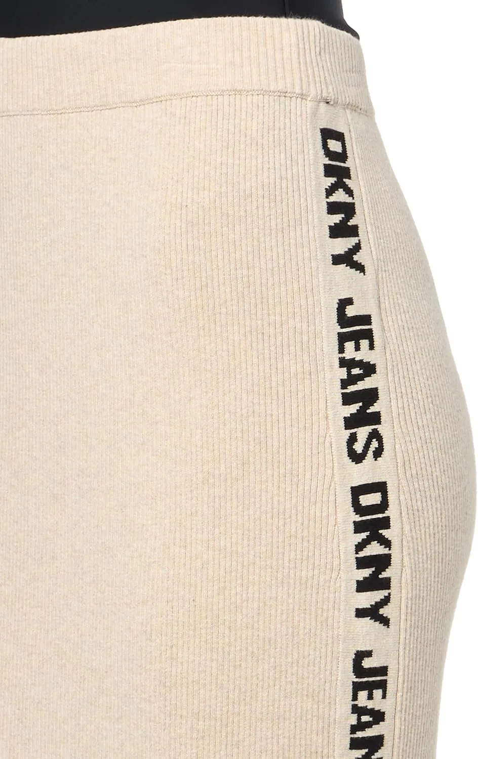 DKNY Women's Midi Logo Ribbed Jeans Skirt