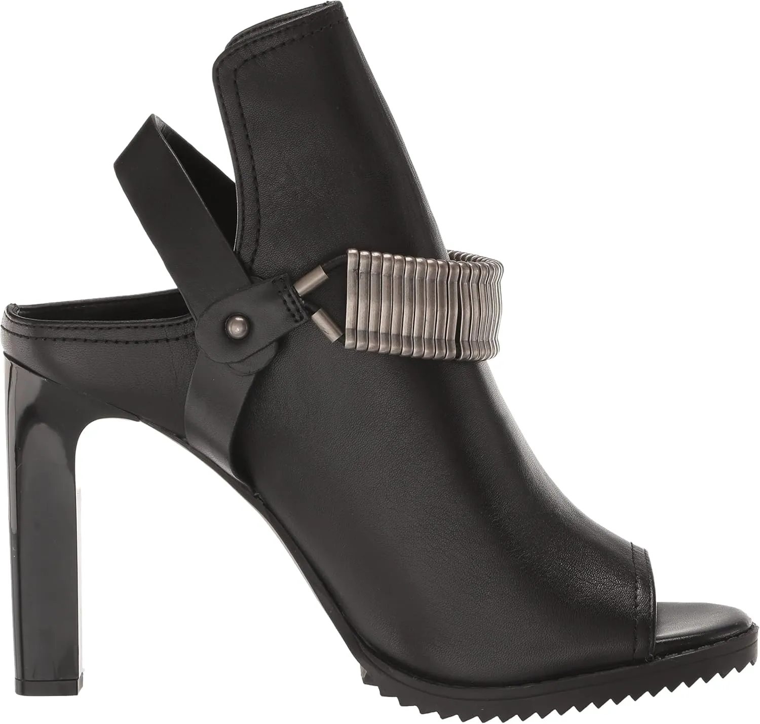 DKNY Women's Open Toe Metal Strap Detail Heeled Bootie Sandal