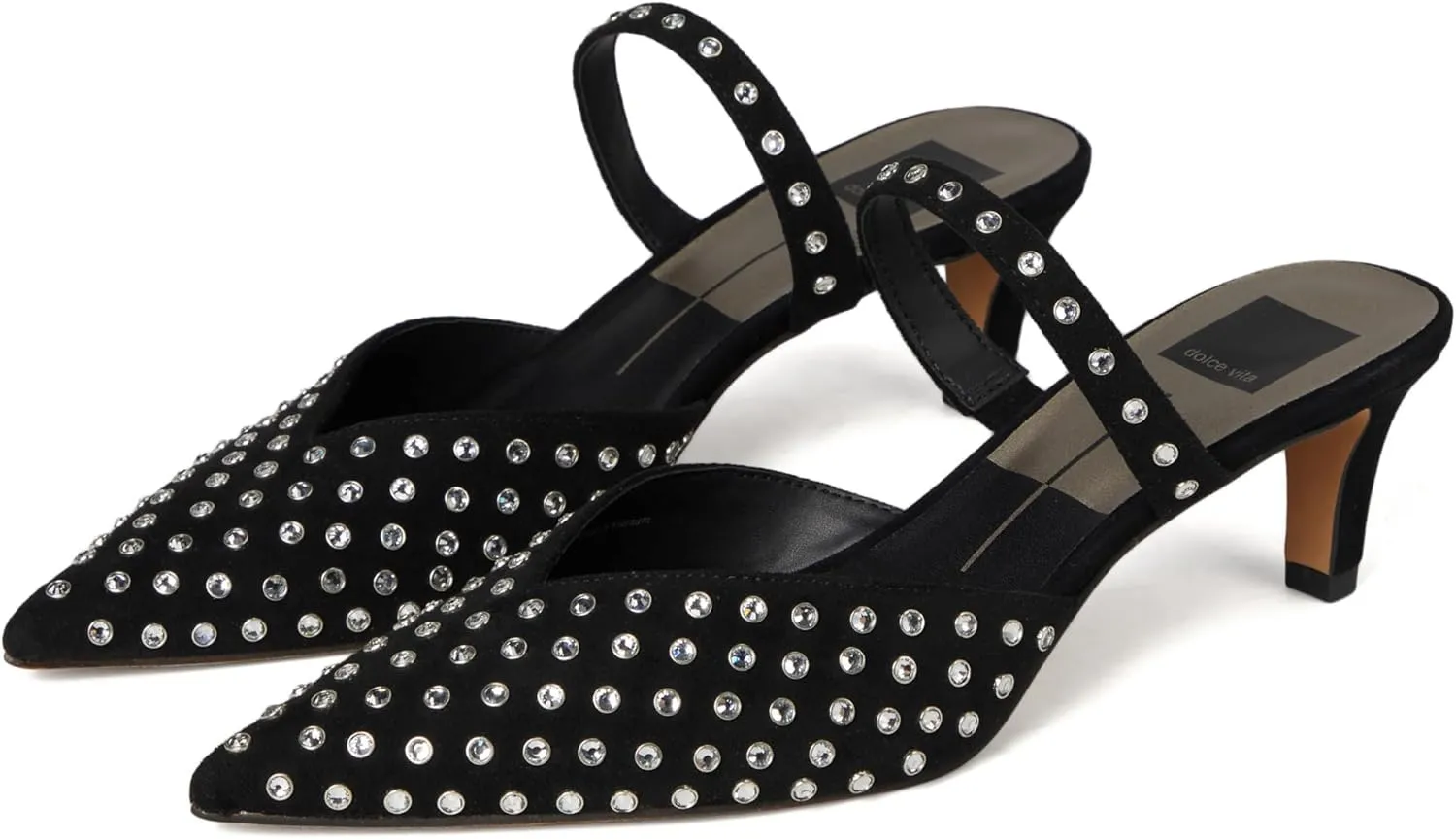 Dolce Vita Women's Kanika Mid Crystal Stud Pointed Toe Heels