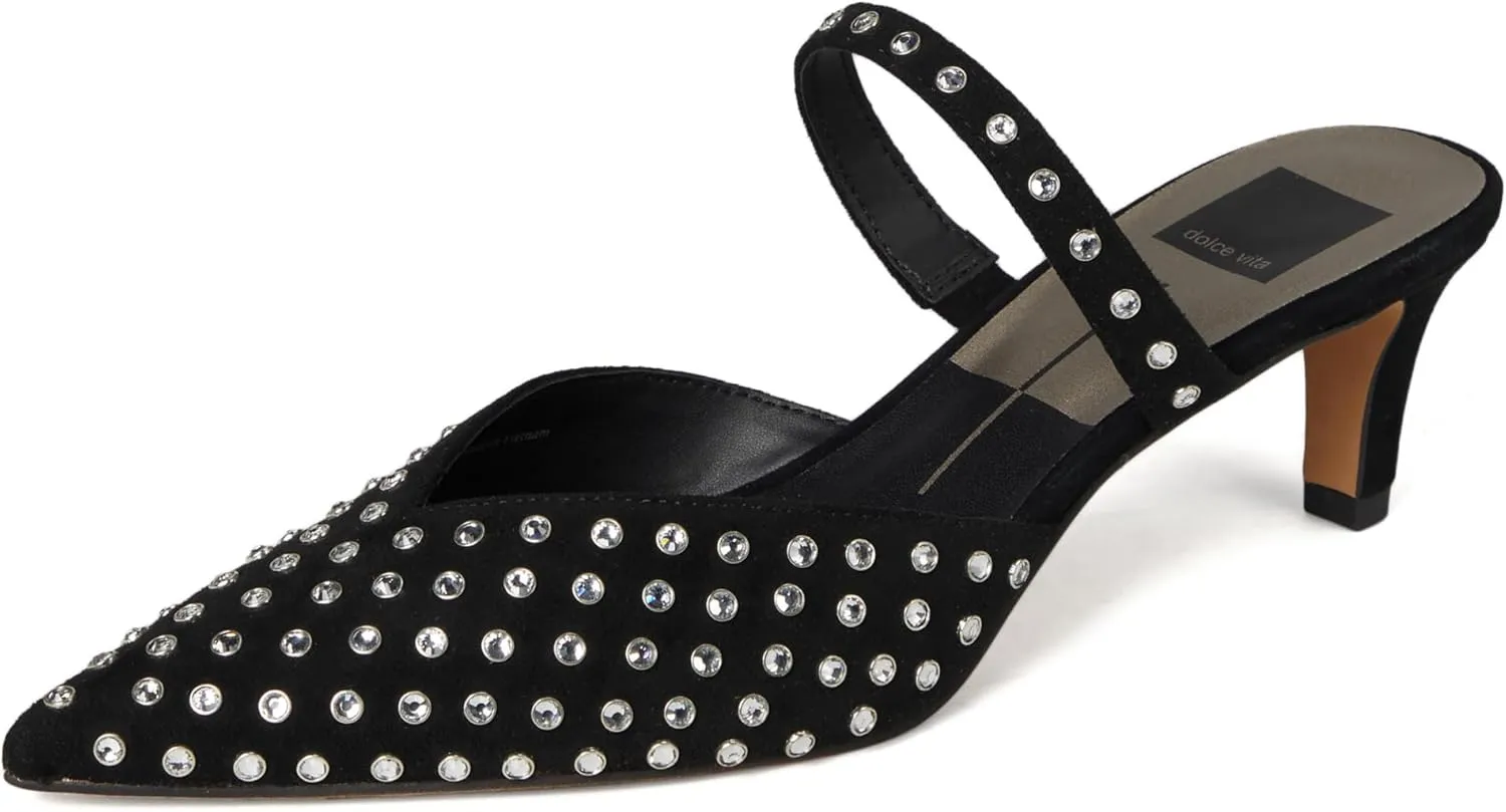 Dolce Vita Women's Kanika Mid Crystal Stud Pointed Toe Heels