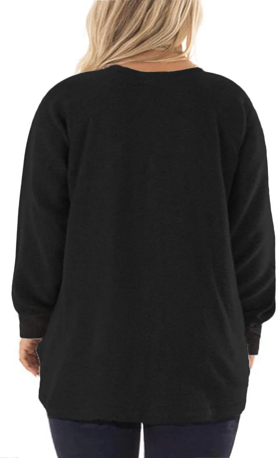 DOLNINE Women's Plus Size Sweatshirts Color Block Long Sleeve Pocket Shirts Tops