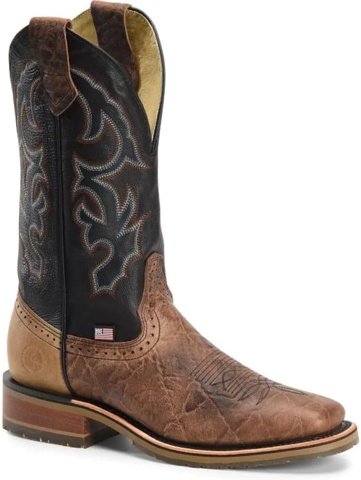 DOUBLE-H 12" Grissom Square Toe Western Boots for Men - Interior Pocket, with Texon Board Insole and Oil- and Slip-Resistant Outsole, Made in USA