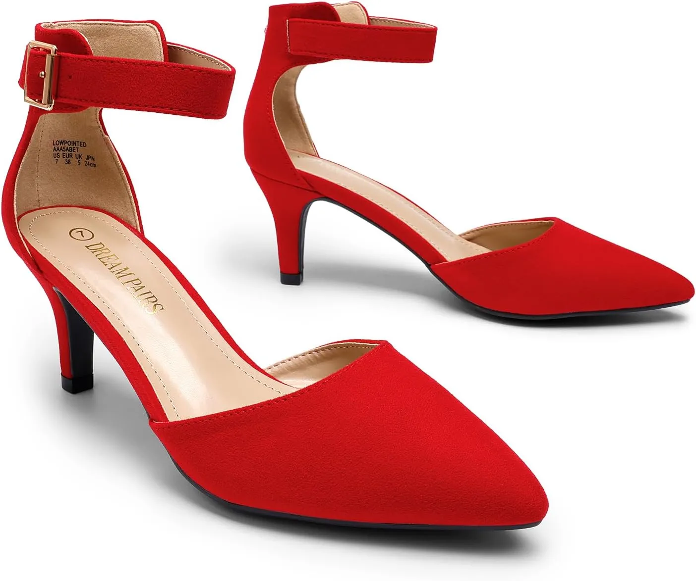 DREAM PAIRS Kitten Heel Low Heel for Women Closed Pointed Toe Pumps Wedding Party Sexy Dress Shoes Lowpointed