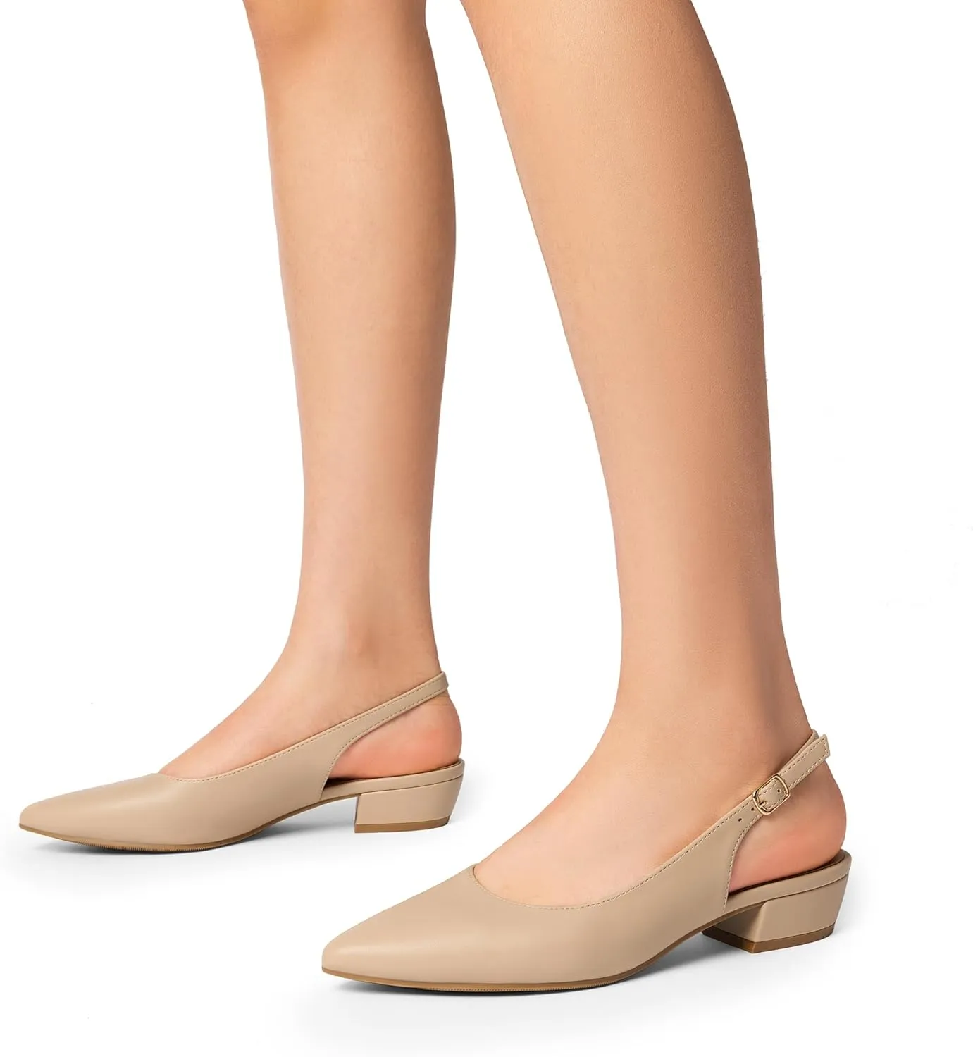 DREAM PAIRS Kitten Slingback Low Block Heels for Women Pointed Closed Toe Business Dress Shoes Wedding Party Comfortable Pumps Shoes