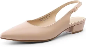 DREAM PAIRS Kitten Slingback Low Block Heels for Women Pointed Closed Toe Business Dress Shoes Wedding Party Comfortable Pumps Shoes