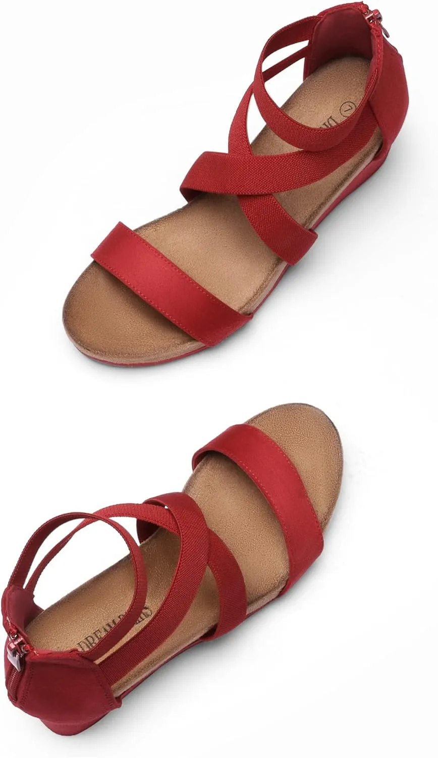 DREAM PAIRS Womens Elastic Ankle Strap Open Toe Platform Wedge Sandals Comfortable Summer Shoes