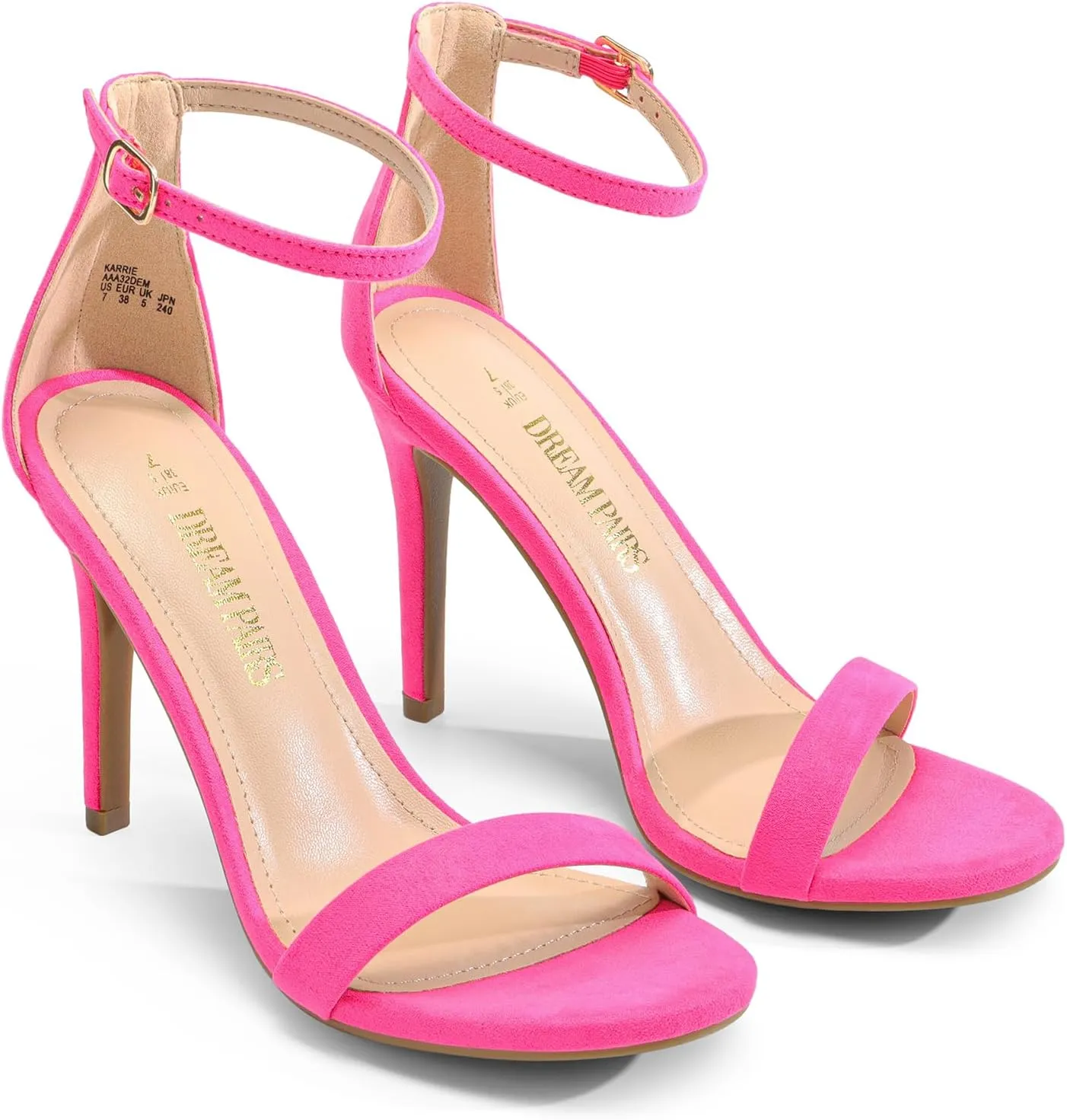 DREAM PAIRS Women's High Heels Flower Ankle Strap Stilettos Round Open Toe Dressy Sexy Sandals