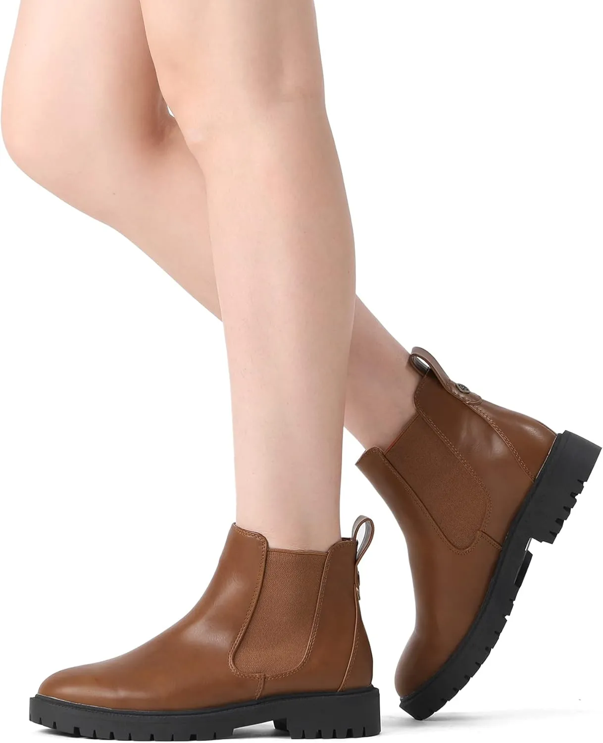 DREAM PAIRS Women's Low Heel Chelsea Ankle Boots Fashion Slip On Elastic Fall Booties Shoes