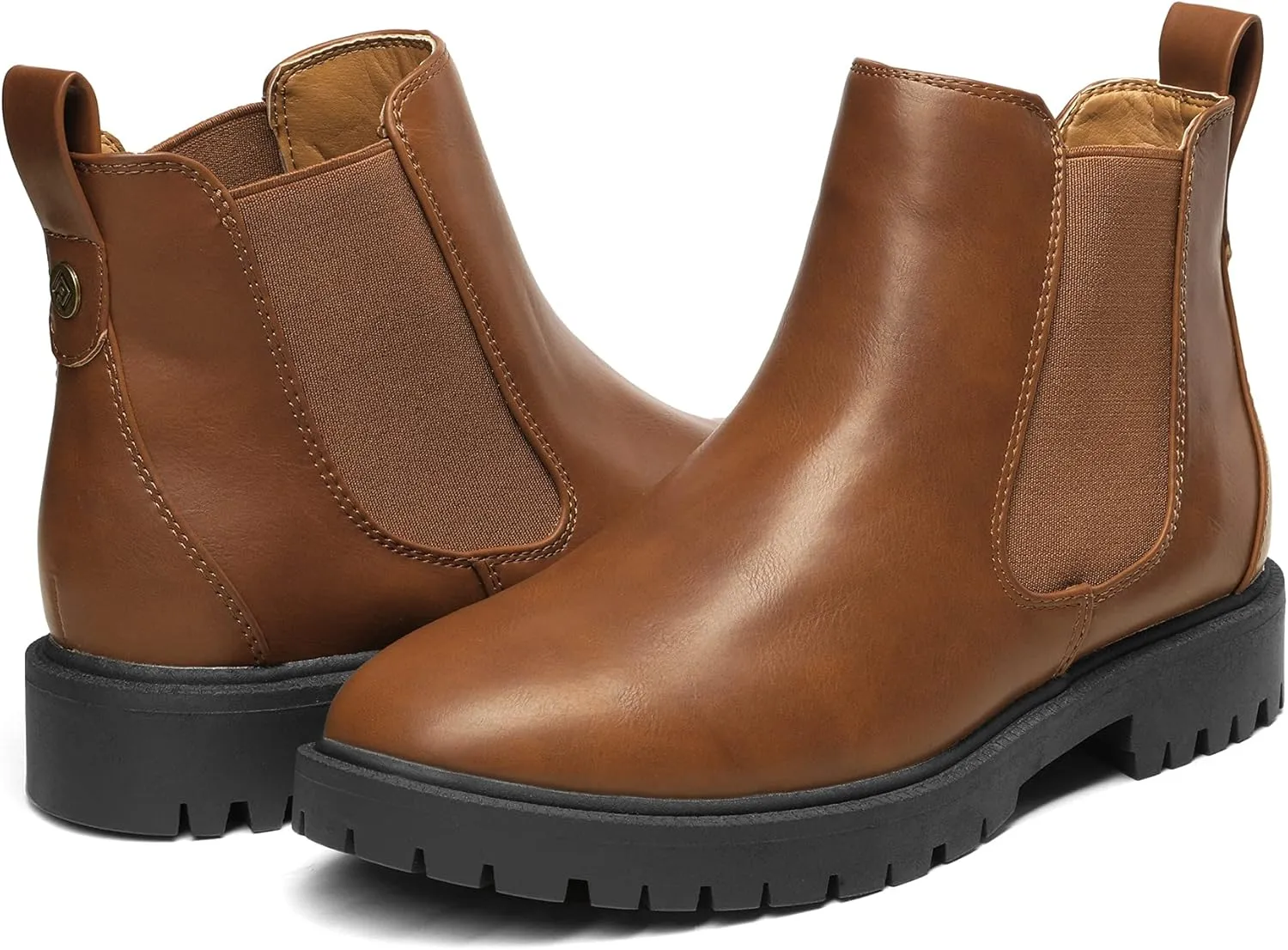 DREAM PAIRS Women's Low Heel Chelsea Ankle Boots Fashion Slip On Elastic Fall Booties Shoes