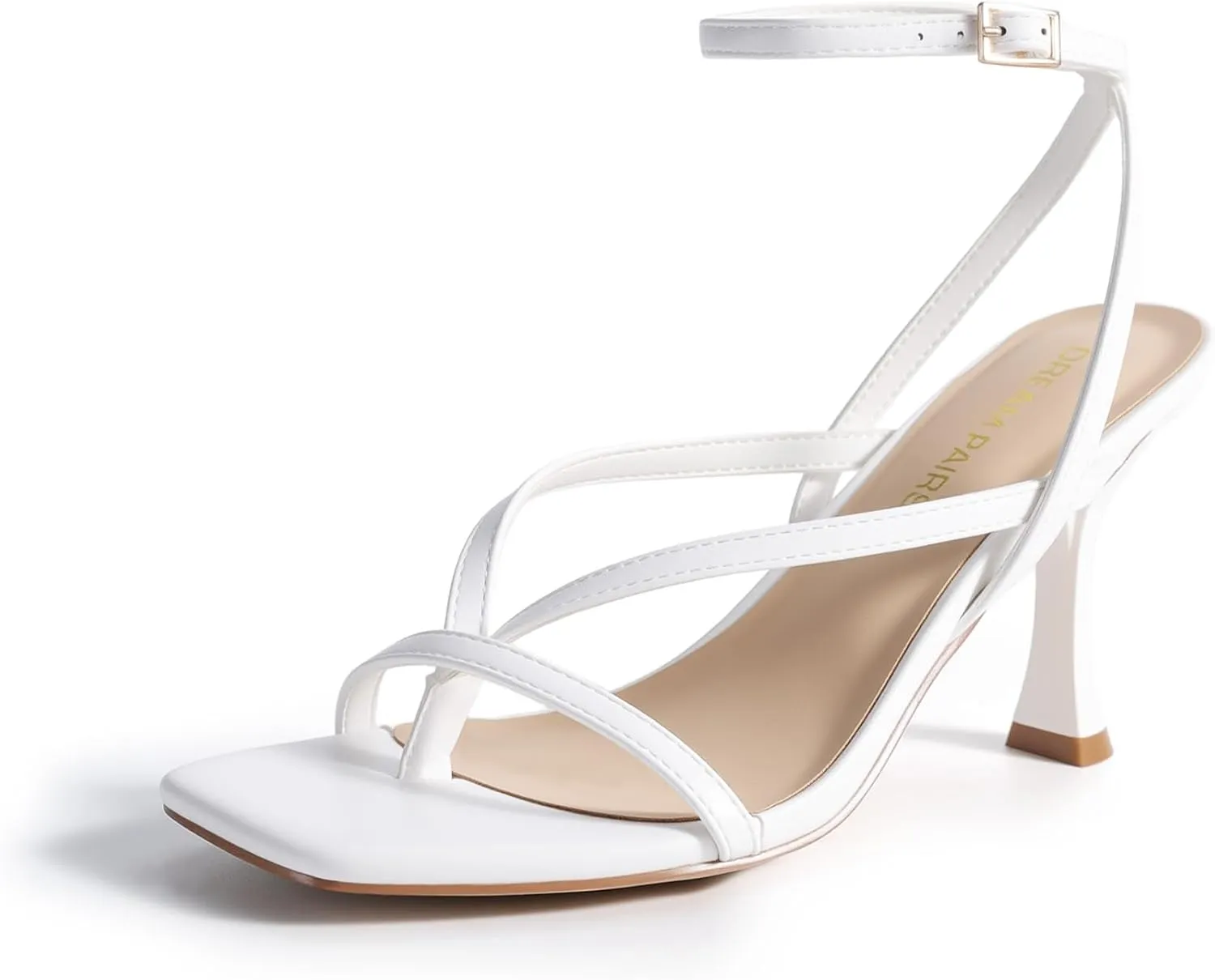 DREAM PAIRS Women's Low Kitten Heels Strappy Design with Lace Up Open Square Toe Thong Ankle Strap Shoes Fashionable Sexy Sylvestra Heeled Sandals for Dressy Occasions