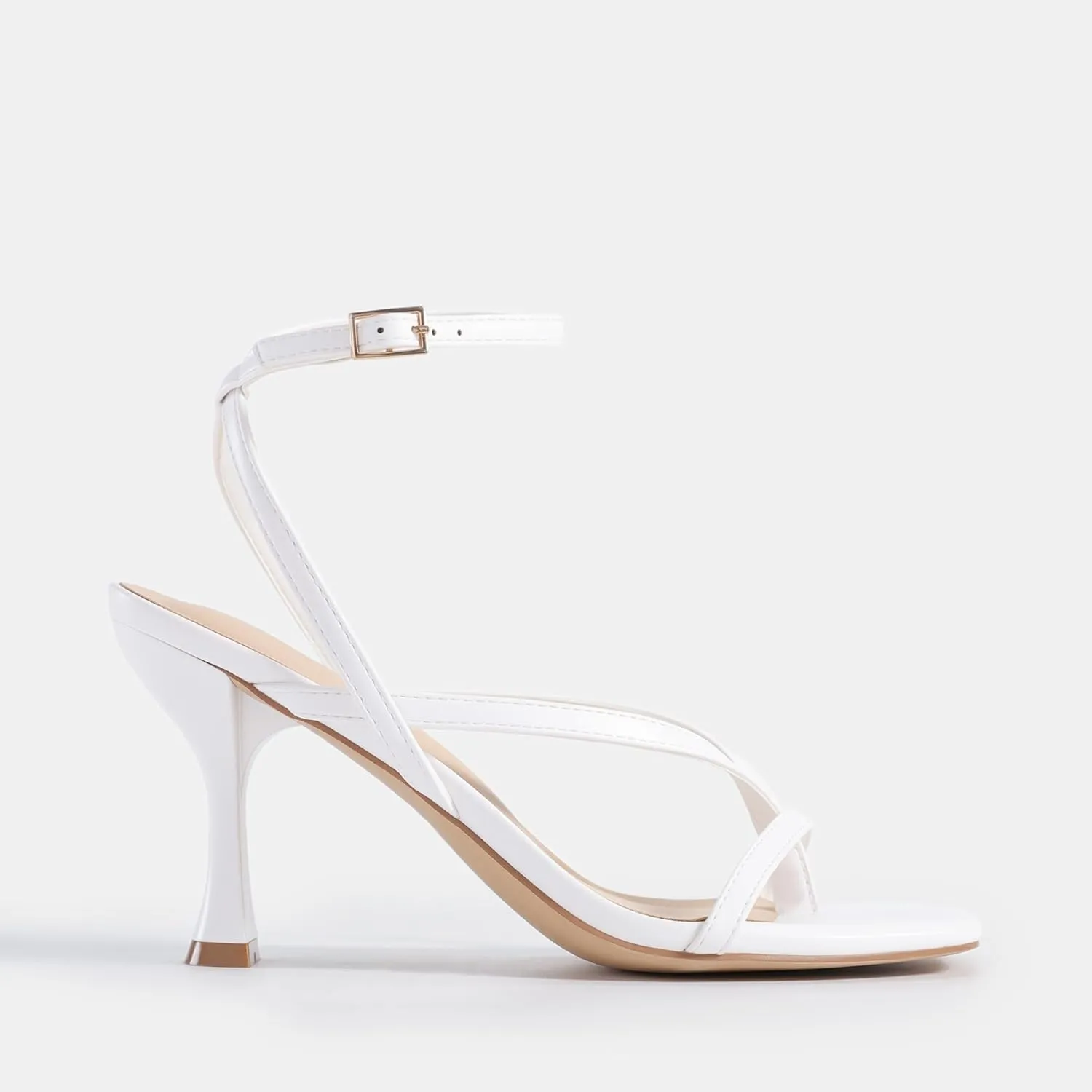 DREAM PAIRS Women's Low Kitten Heels Strappy Design with Lace Up Open Square Toe Thong Ankle Strap Shoes Fashionable Sexy Sylvestra Heeled Sandals for Dressy Occasions
