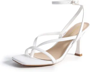DREAM PAIRS Women's Low Kitten Heels Strappy Design with Lace Up Open Square Toe Thong Ankle Strap Shoes Fashionable Sexy Sylvestra Heeled Sandals for Dressy Occasions