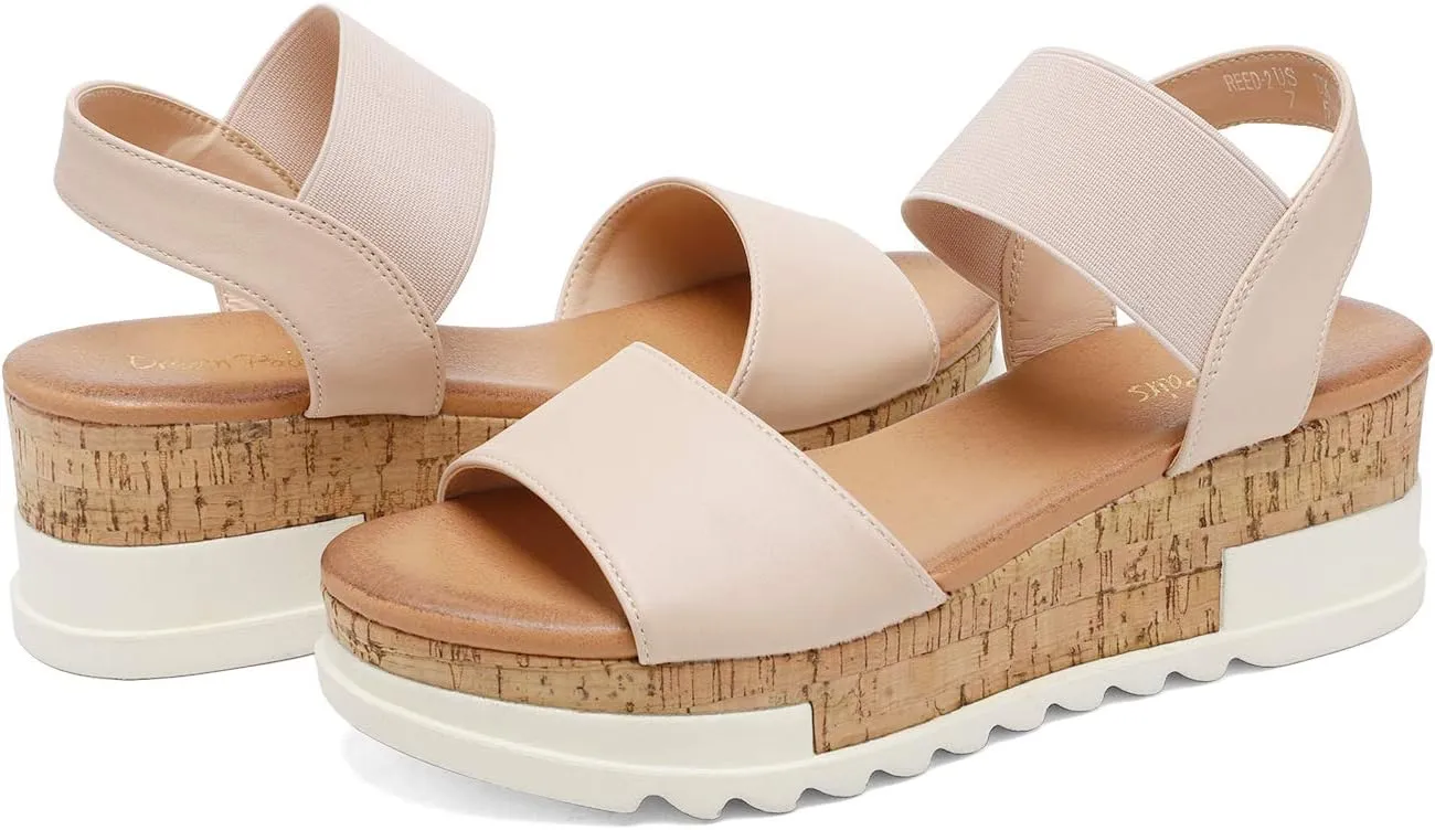 DREAM PAIRS Women's Open Toe Ankle Strap Casual Flatform Platform Wedges Sandals