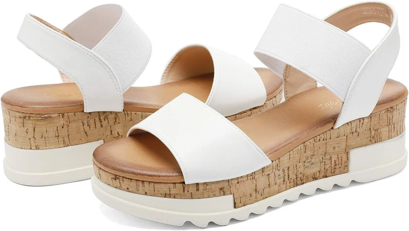DREAM PAIRS Women's Open Toe Ankle Strap Casual Flatform Platform Wedges Sandals