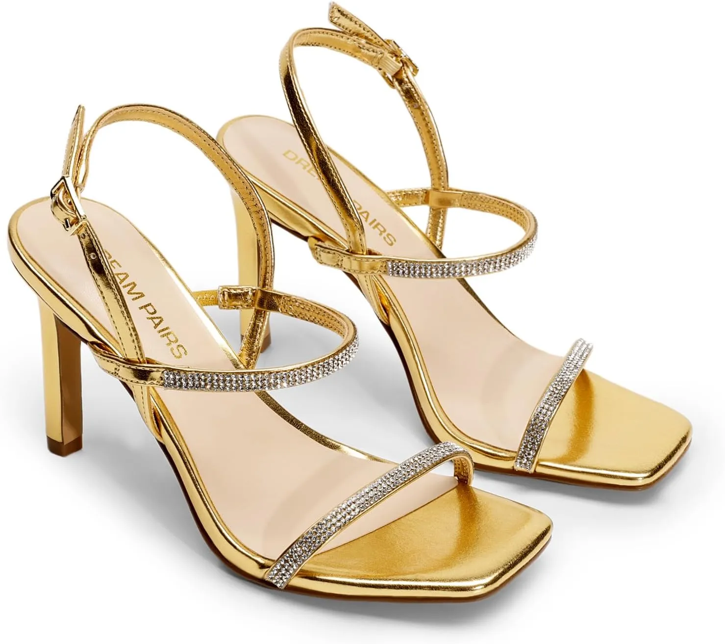 DREAM PAIRS Women’s Slingback Heels High Stilettos Open Square Toe Ankle Strap Pumps Sexy Comfort Strappy Dress Shoes Wedding Bridal Heeled Sandals