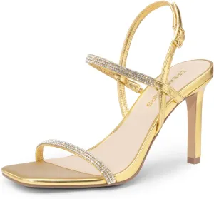 DREAM PAIRS Women’s Slingback Heels High Stilettos Open Square Toe Ankle Strap Pumps Sexy Comfort Strappy Dress Shoes Wedding Bridal Heeled Sandals