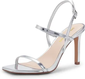 DREAM PAIRS Women’s Slingback Heels High Stilettos Open Square Toe Ankle Strap Pumps Sexy Comfort Strappy Dress Shoes Wedding Bridal Heeled Sandals
