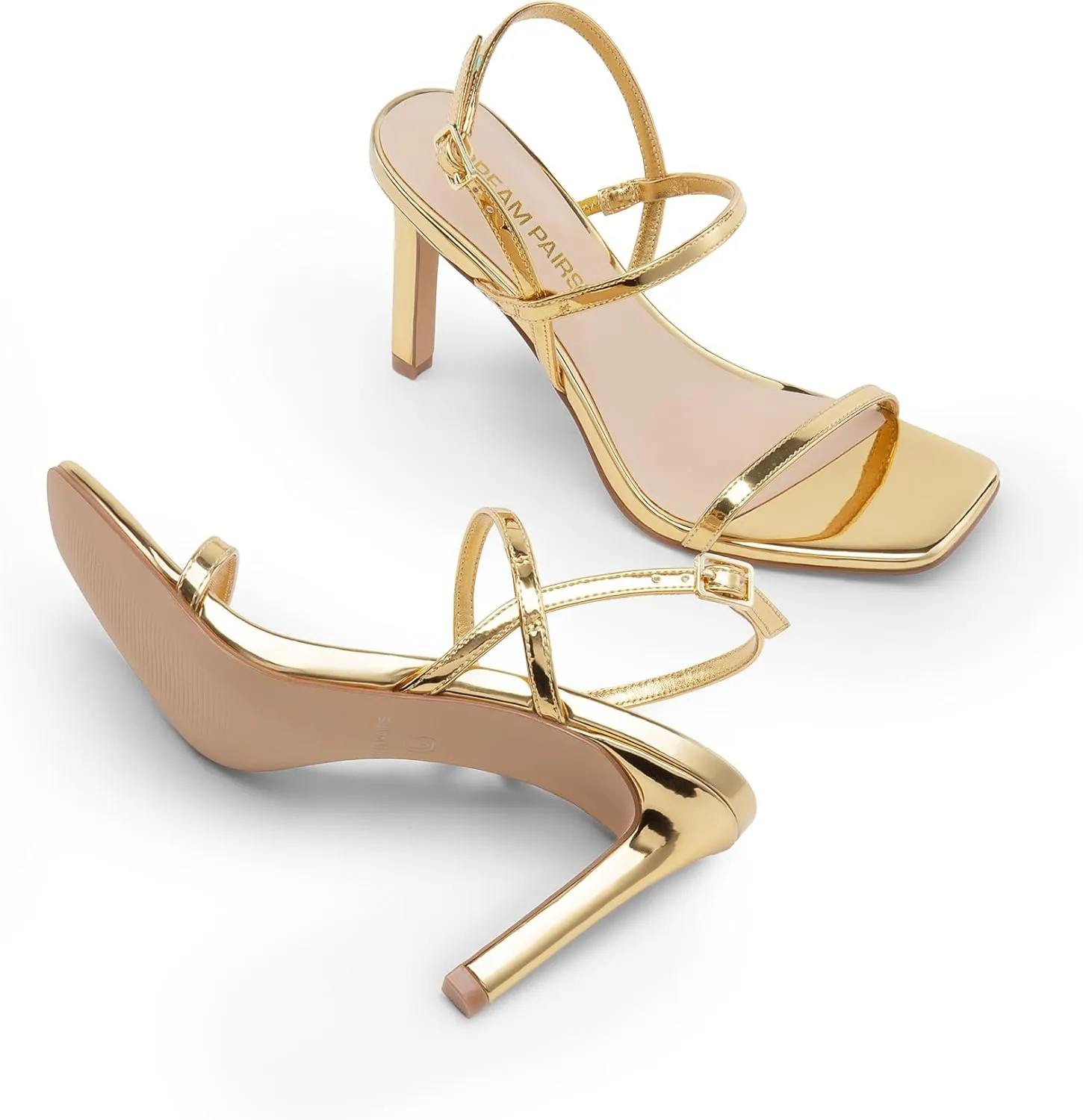 DREAM PAIRS Women’s Slingback Heels High Stilettos Open Square Toe Ankle Strap Pumps Sexy Comfort Strappy Dress Shoes Wedding Bridal Heeled Sandals