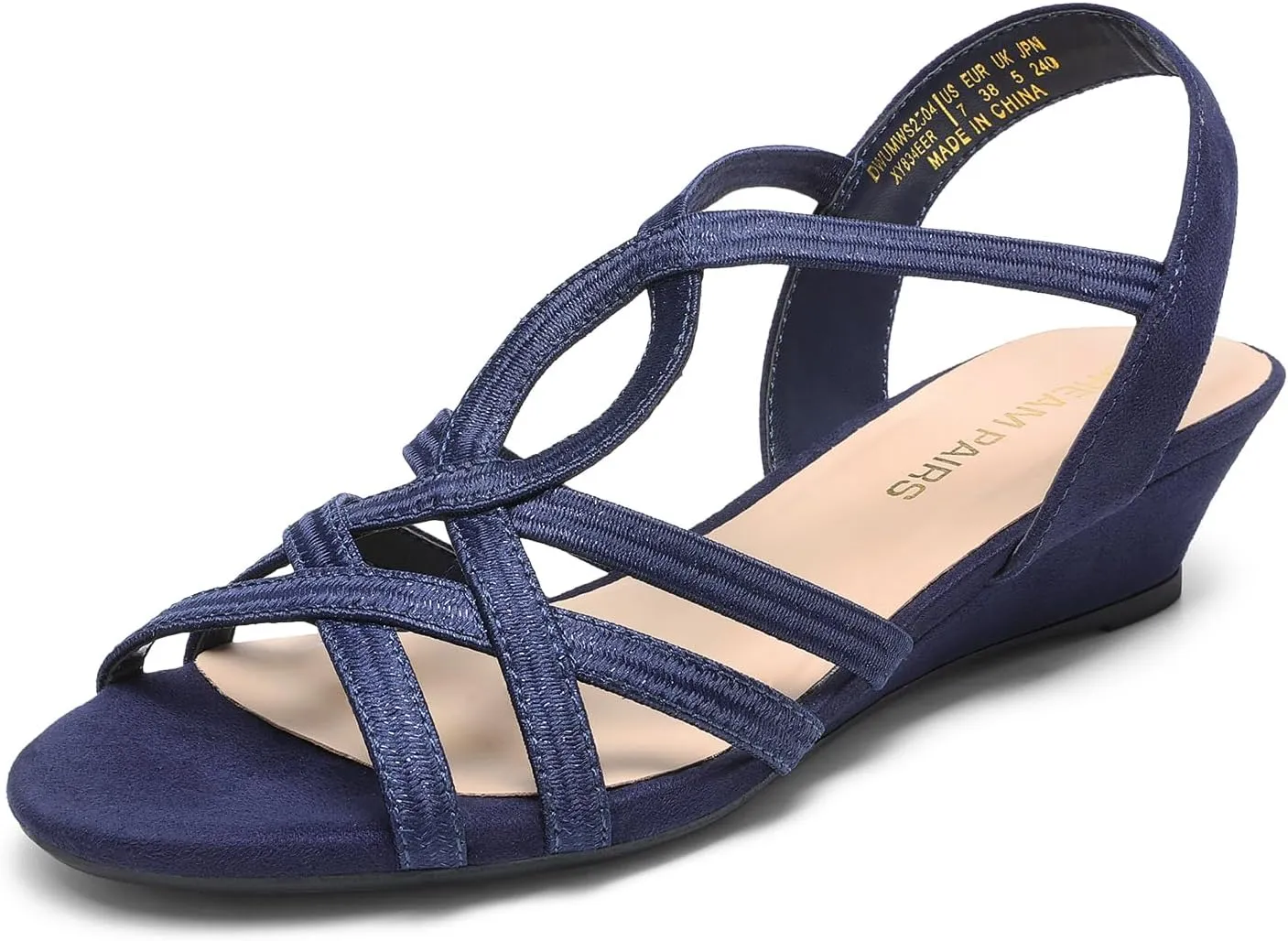 DREAM PAIRS Women's Strappy Wrapped Dressy Wedge Sandals Comfortable Low Heel Casual Summer Shoes