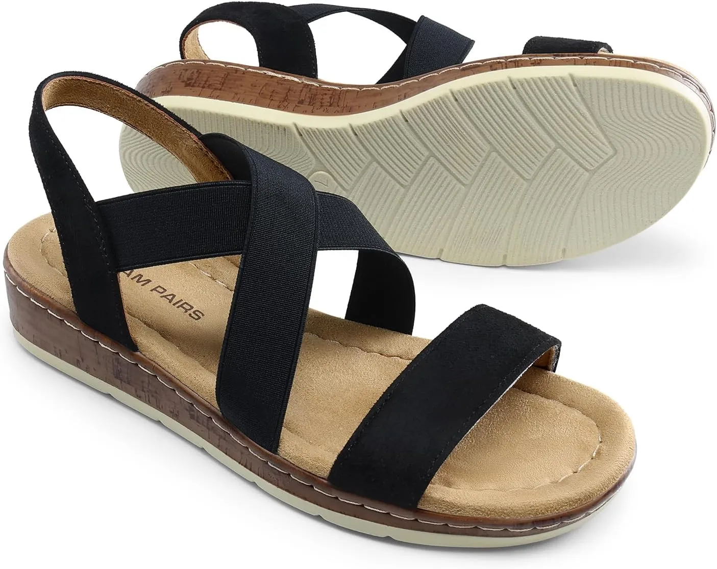 DREAM PAIRS Women's Summer Dressy Low Wedge Heels Comfortable Slip on Casual Flat Sandals for Walking Vacation