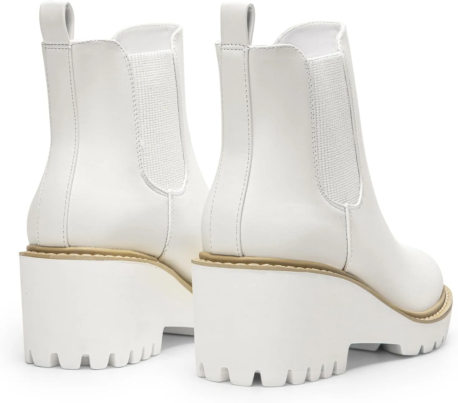DREAM PAIRS Women's Wedge Chelsea Ankle Boots Fashion Round Toe Low Wedge Heel Platform Booties Shoes