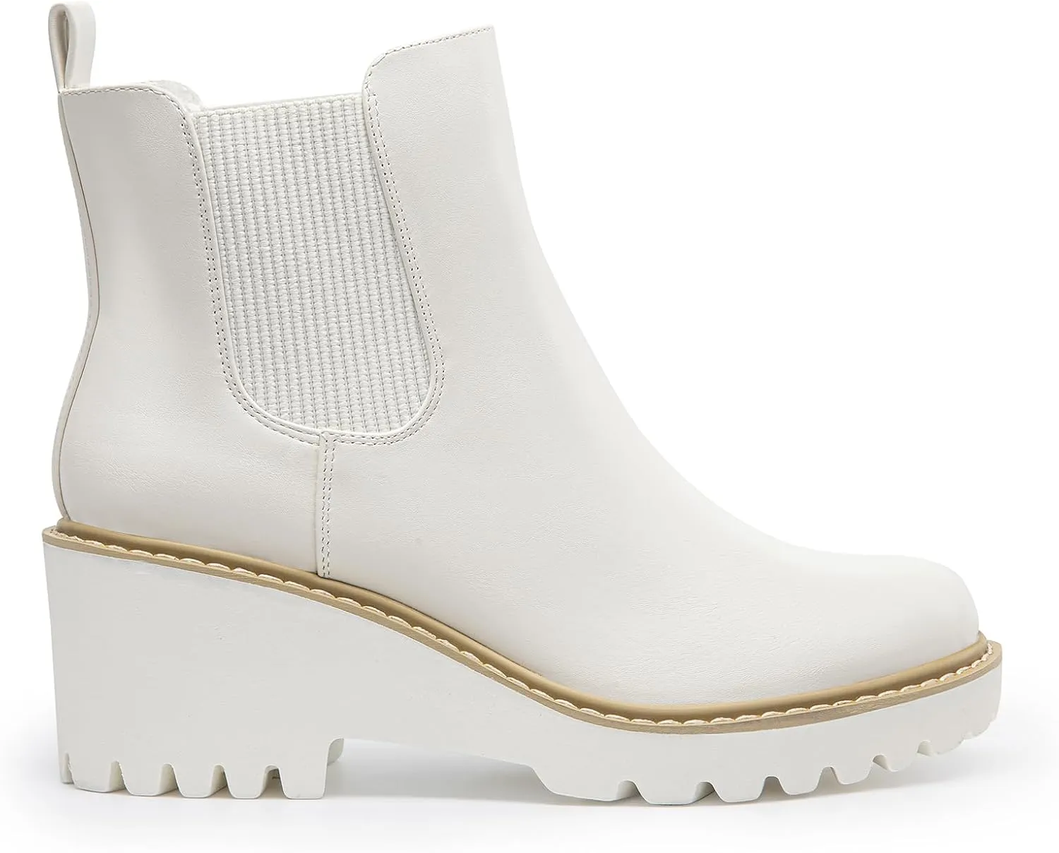 DREAM PAIRS Women's Wedge Chelsea Ankle Boots Fashion Round Toe Low Wedge Heel Platform Booties Shoes