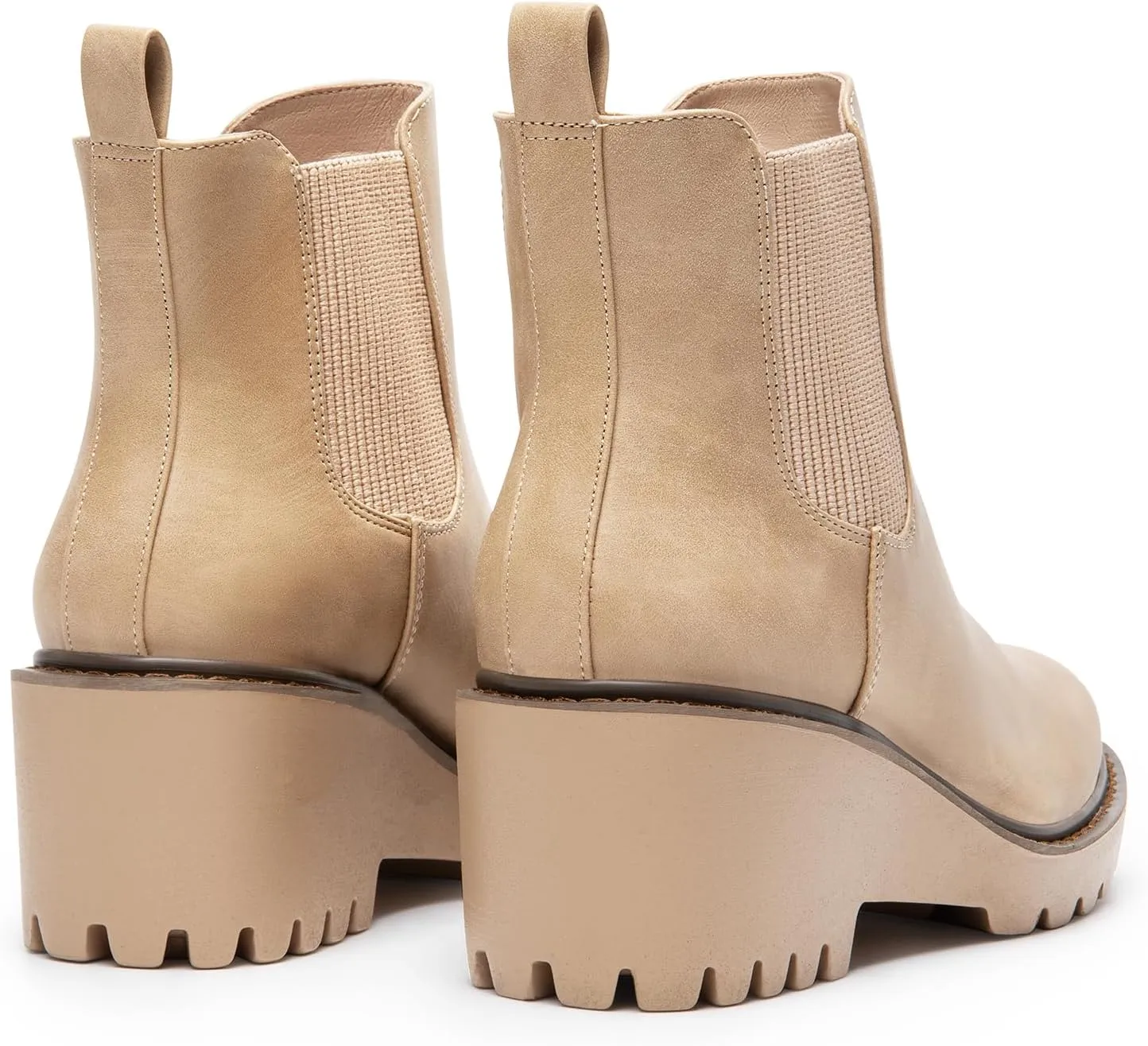 DREAM PAIRS Women's Wedge Chelsea Ankle Boots Fashion Round Toe Low Wedge Heel Platform Booties Shoes