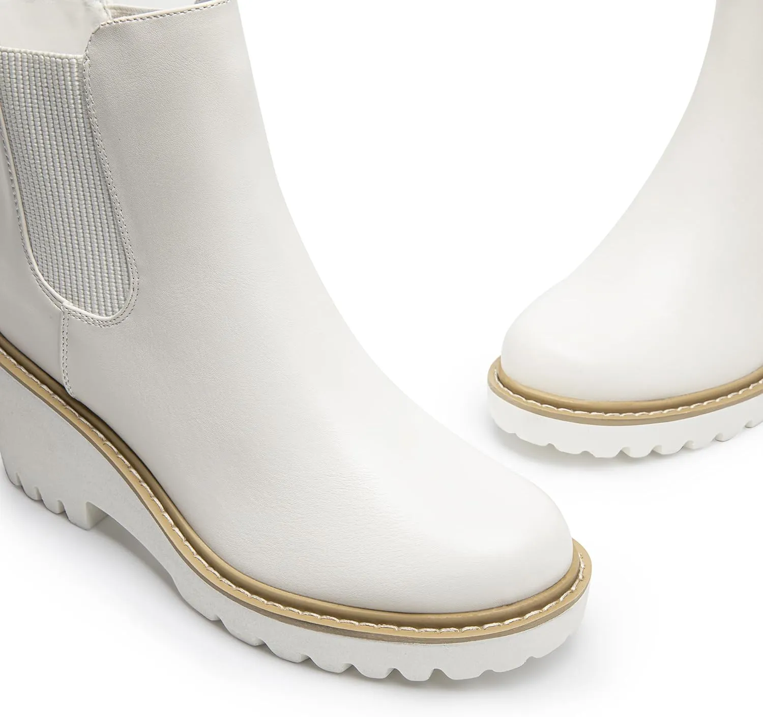 DREAM PAIRS Women's Wedge Chelsea Ankle Boots Fashion Round Toe Low Wedge Heel Platform Booties Shoes