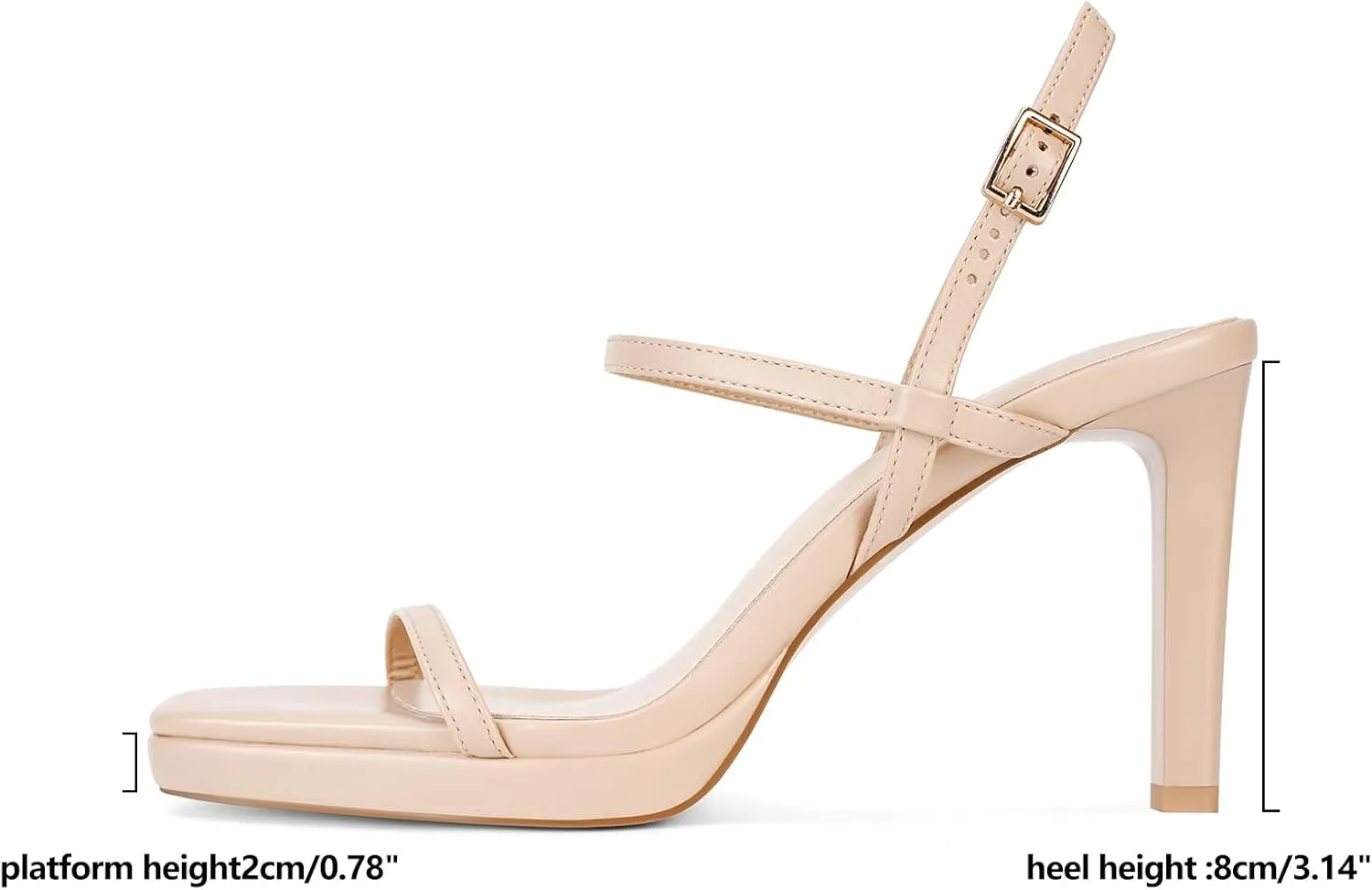 Dsevht Womens Sandals Square Open Toe Chunky High Heels Strappy Ankle Strap Sexy High Heel Sandals for Women