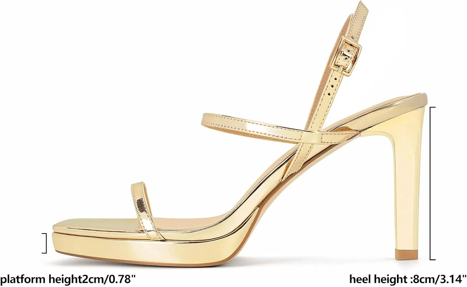 Dsevht Womens Sandals Square Open Toe Chunky High Heels Strappy Ankle Strap Sexy High Heel Sandals for Women