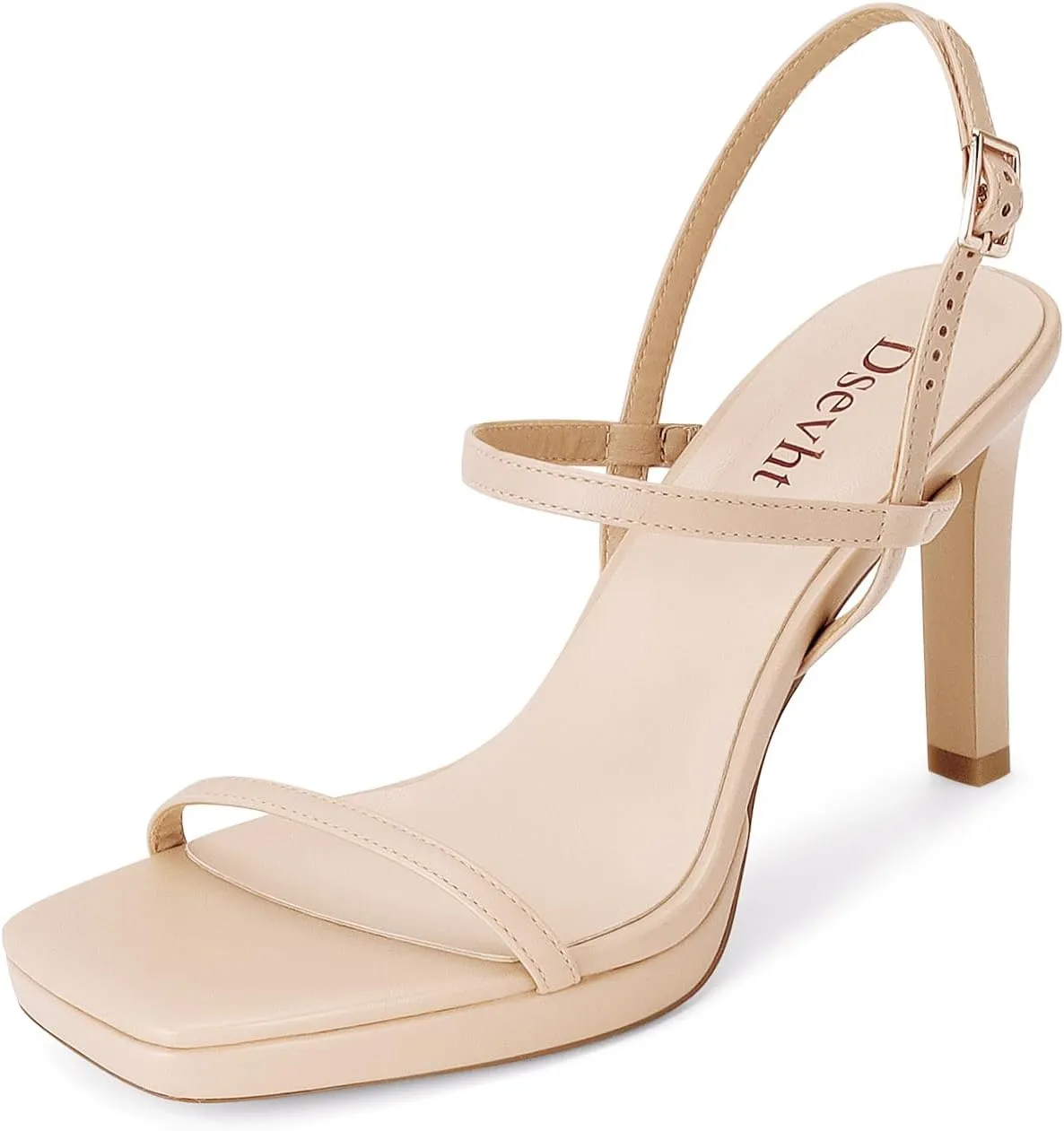 Dsevht Womens Sandals Square Open Toe Chunky High Heels Strappy Ankle Strap Sexy High Heel Sandals for Women