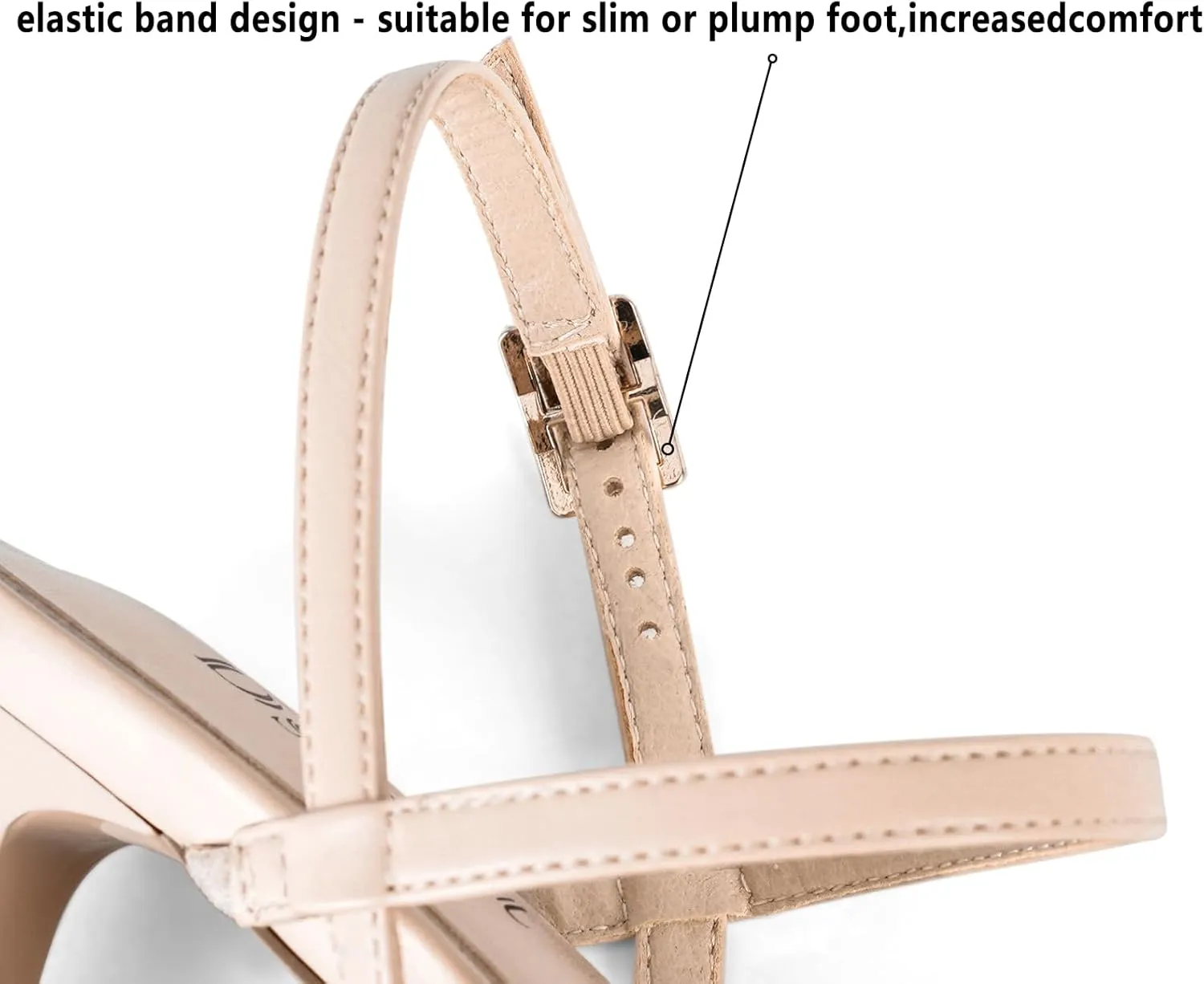 Dsevht Womens Sandals Square Open Toe Chunky High Heels Strappy Ankle Strap Sexy High Heel Sandals for Women
