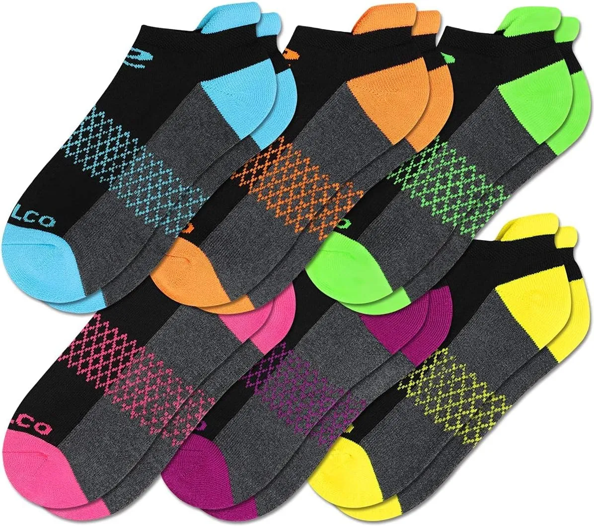 eallco Womens Ankle Socks 6 Pairs Running Athletic Cushioned Sole Socks With Tab