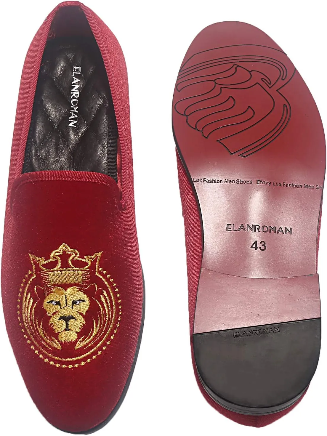 ELANROMAN Loafers for Men Velvet Shoes of Fashion Embroidered 1.0 and 2.0 Party Wedding Prom Shoes