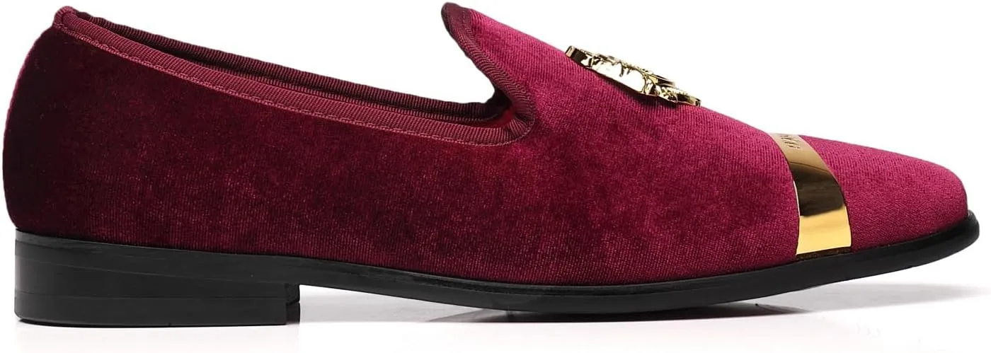 ELANROMAN Men's Velvet Loafers Dress Fashion Wedding Party Prom Shoes