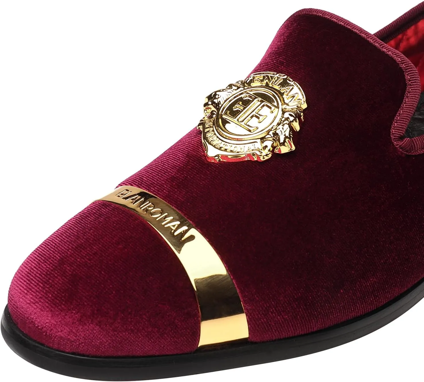 ELANROMAN Men's Velvet Loafers Dress Fashion Wedding Party Prom Shoes