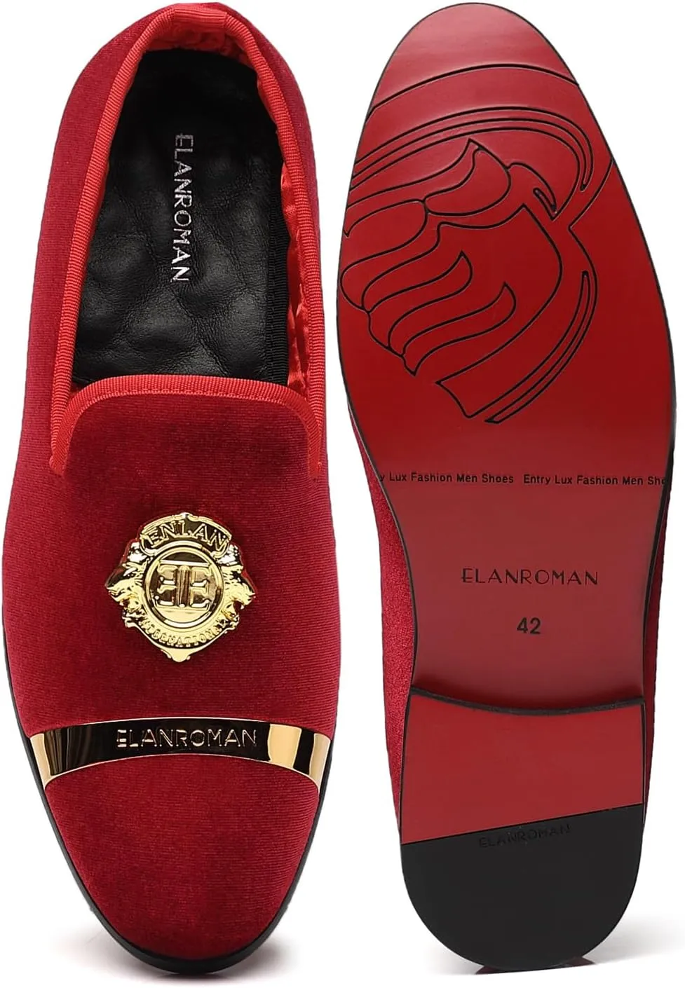 ELANROMAN Men's Velvet Loafers Dress Fashion Wedding Party Prom Shoes