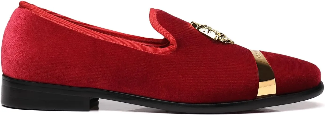 ELANROMAN Men's Velvet Loafers Dress Fashion Wedding Party Prom Shoes