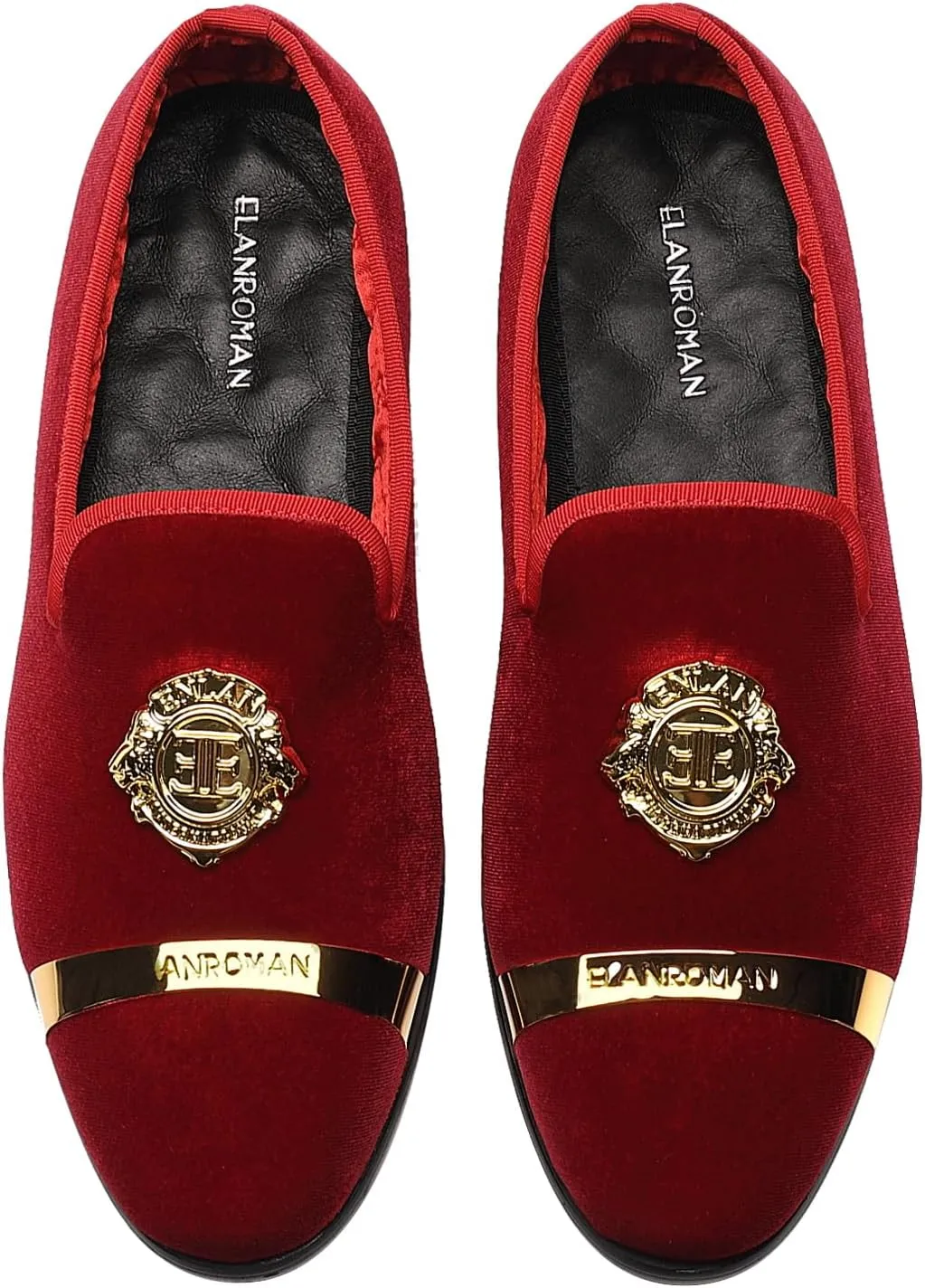 ELANROMAN Men's Velvet Loafers Dress Fashion Wedding Party Prom Shoes
