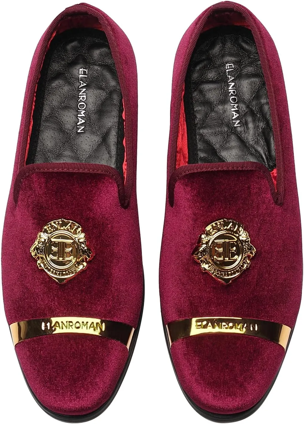 ELANROMAN Men's Velvet Loafers Dress Fashion Wedding Party Prom Shoes