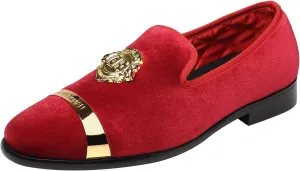 ELANROMAN Men's Velvet Loafers Dress Fashion Wedding Party Prom Shoes