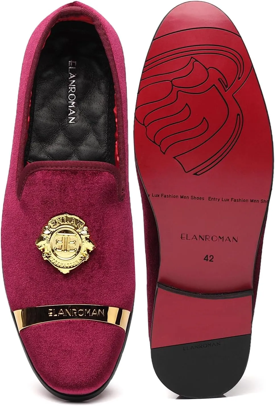 ELANROMAN Men's Velvet Loafers Dress Fashion Wedding Party Prom Shoes