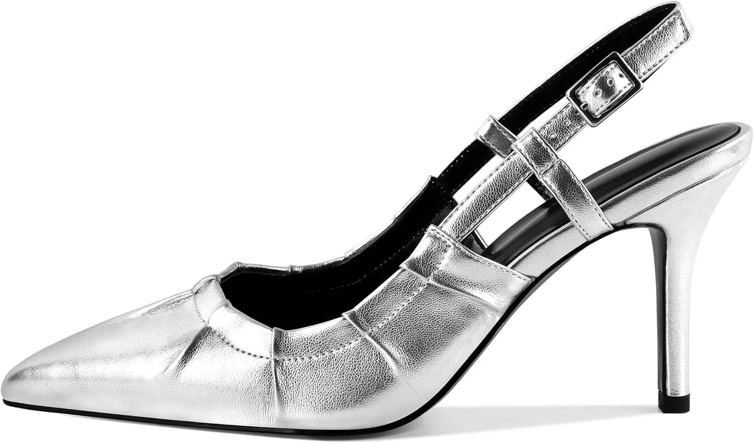 Eldof Women Slingback Heels Studded Eyelet Pointed Toe Slip On Stilettos High Heel Pumps Shoes Dressy 3.5 Inches