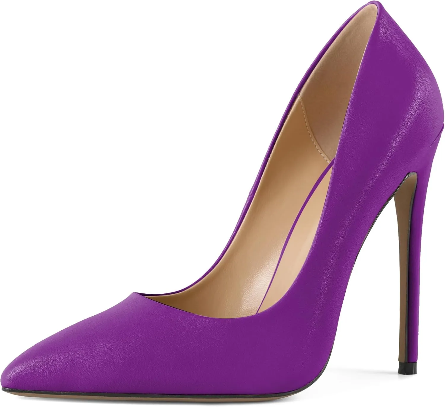 Eldof Women's Stilettos High Heels Slip On Pointed Closed Toe Classic Wedding Party Dressy Pumps 4.7 Inches