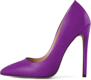 Eldof Women's Stilettos High Heels Slip On Pointed Closed Toe Classic Wedding Party Dressy Pumps 4.7 Inches
