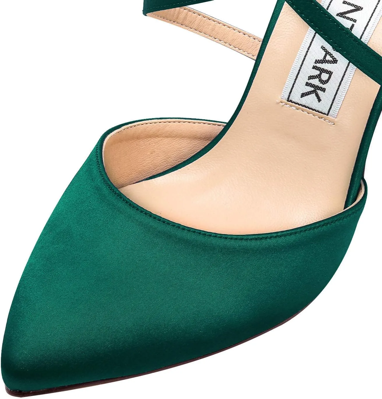 ELEGANTPARK Heels for Women Closed Toe Strappy Pointed High Heel Pumps Satin Pointy Wedding Evening Dress Shoes