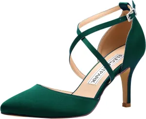 ELEGANTPARK Heels for Women Closed Toe Strappy Pointed High Heel Pumps Satin Pointy Wedding Evening Dress Shoes