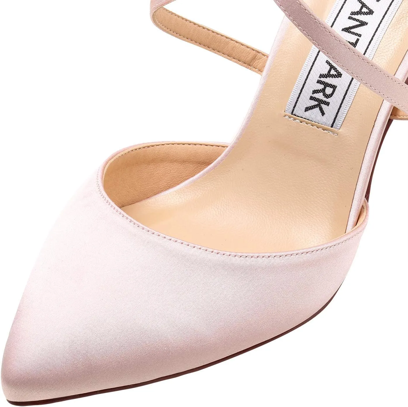 ELEGANTPARK Heels for Women Closed Toe Strappy Pointed High Heel Pumps Satin Pointy Wedding Evening Dress Shoes